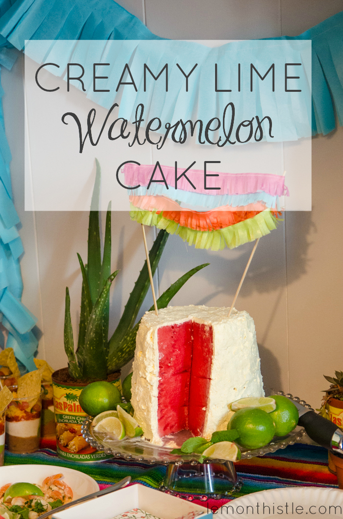 Creamy Lime Watermelon Cake - lemonthistle.com