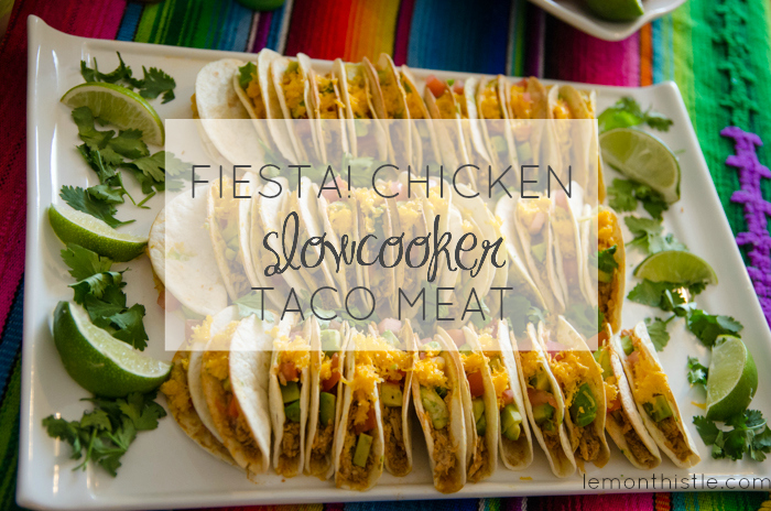 Fiesta! Chicken Slowcooker Taco Meat Recipe - lemonthistle.com