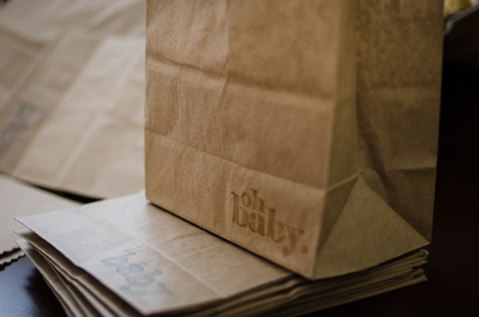 Oh Baby bags for a popcorn bar- fun for a baby shower!