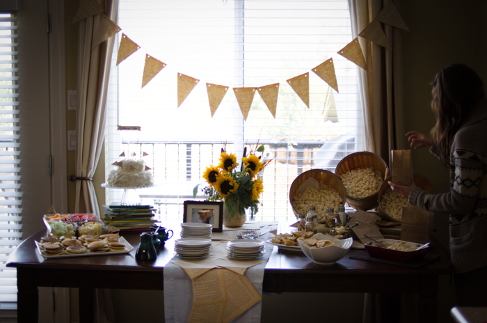 Love this super cute baby shower idea! I love the book pages as a table runner