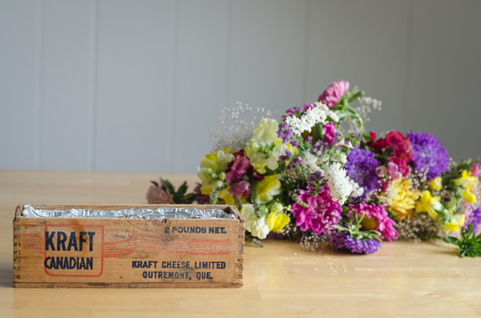 DIY Vintage Cheesebox Floral Arrangement