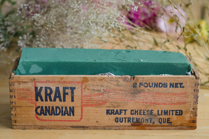 DIY Vintage Cheesebox Floral Arrangement