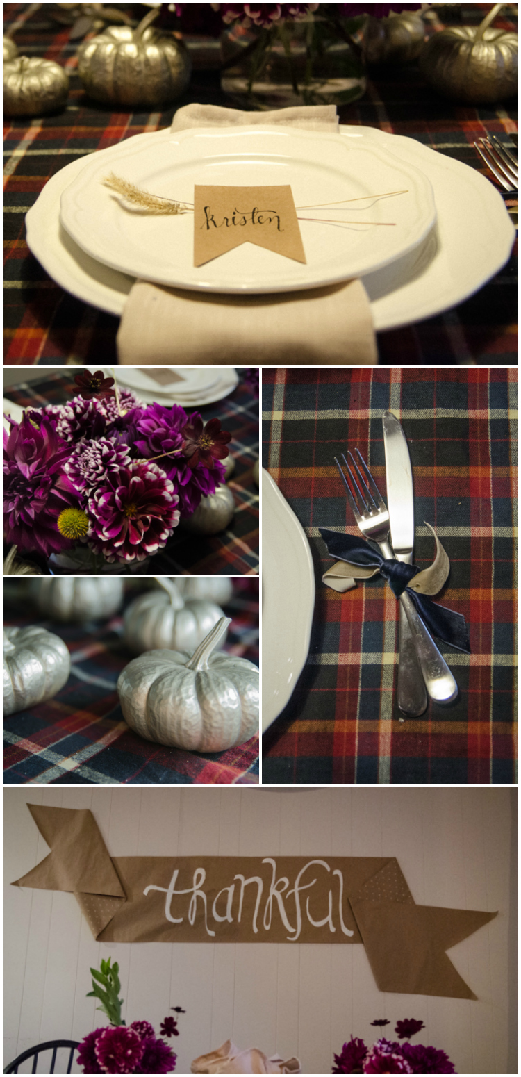 I love this thanksgiving table! Such beautiful rich tables, a nice alternative to the typical yellow and oranges
