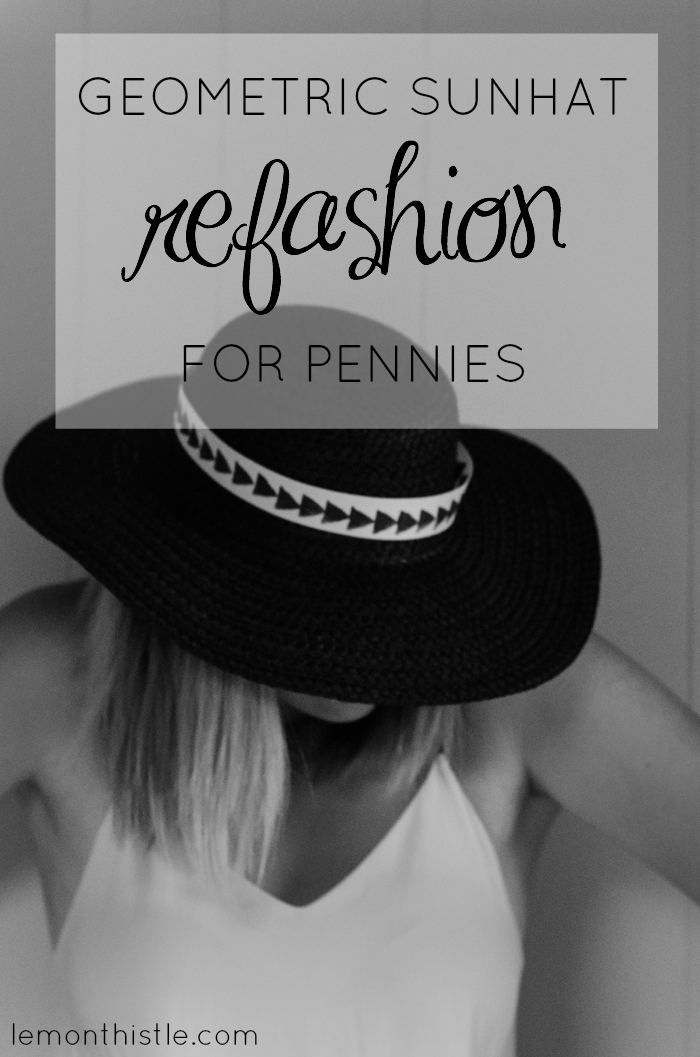 DIY Geometric Sunhat Refashion for pennies! Lemonthistle.com