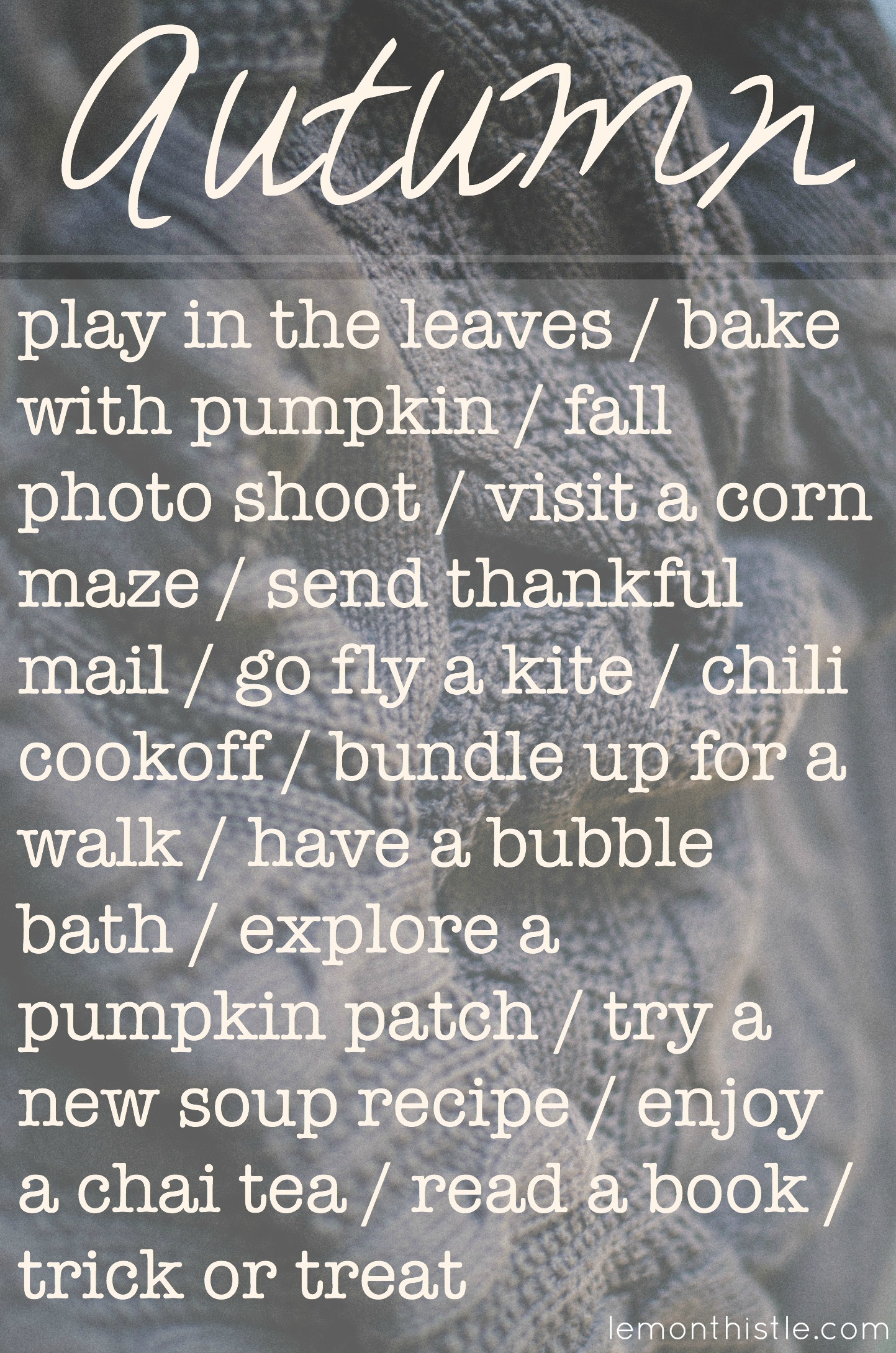 Love this list! Autumn To Do List - Lemonthistle.com