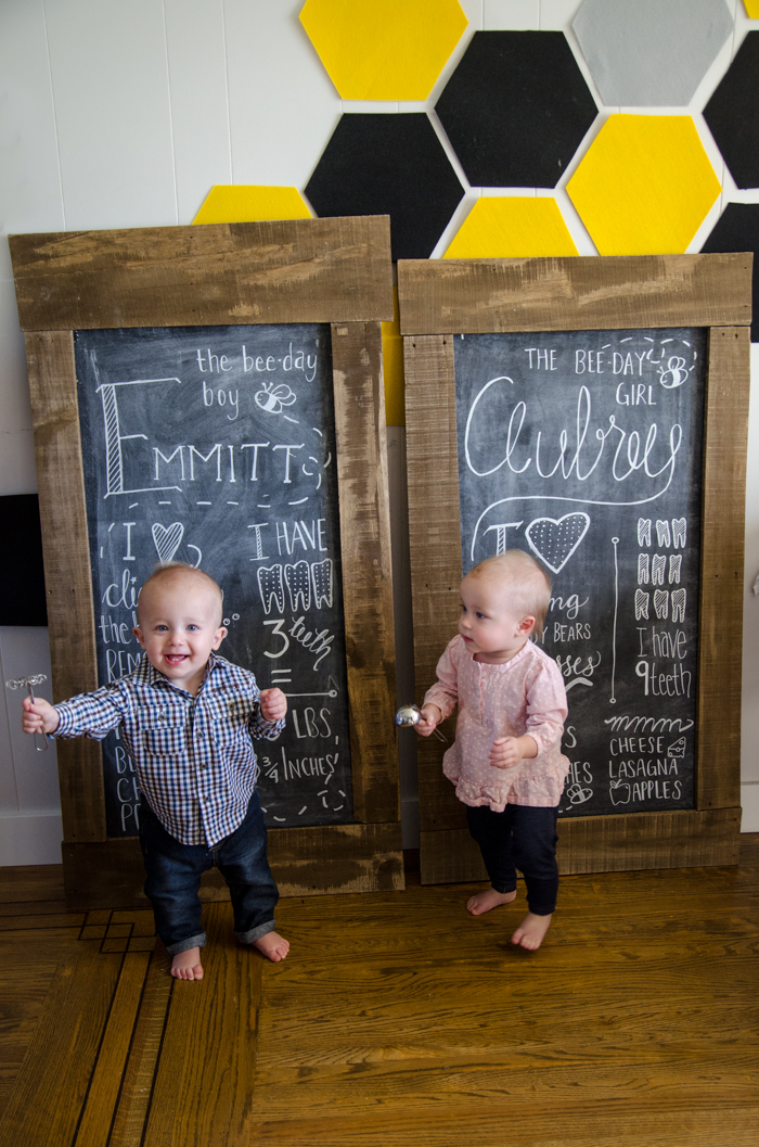 Fun chalkboards for a one year old! DIY First Beeday Party