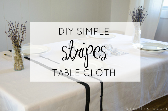Love this DIY Simple Stripes Table Cloth! Reminds me of grain sacks.
