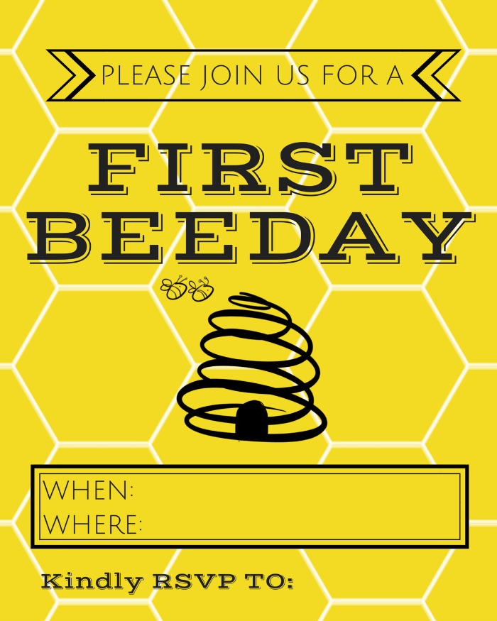 Love this First Beeday Invitation - Free Printable