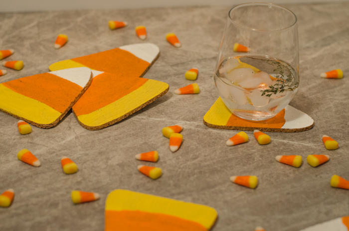 These are so cute!! DIY Cork Candy Corn Coasters