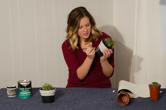 How fun is this!? DIY Chalkboard Dipped Plant Pots