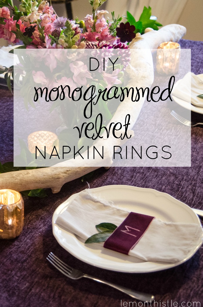 So cool! DIY Monogrammed Velvet Napkin Rings