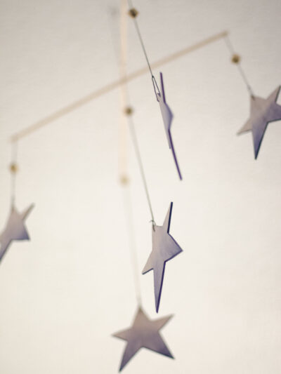 DIY Watercolour Wooden Star Mobile for The Little Umbrella
