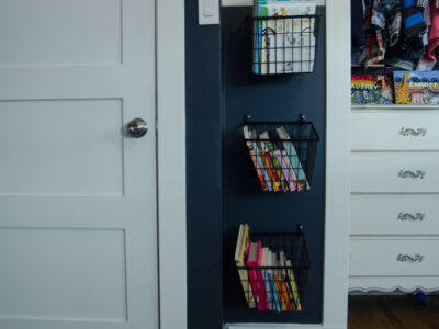Simple Storage Solution! Book Baskets on Hooks