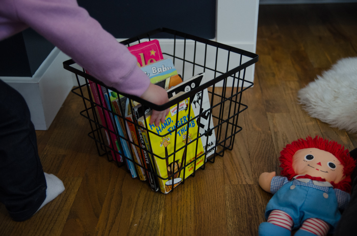 Simple Storage Solution! Book Baskets on Hooks
