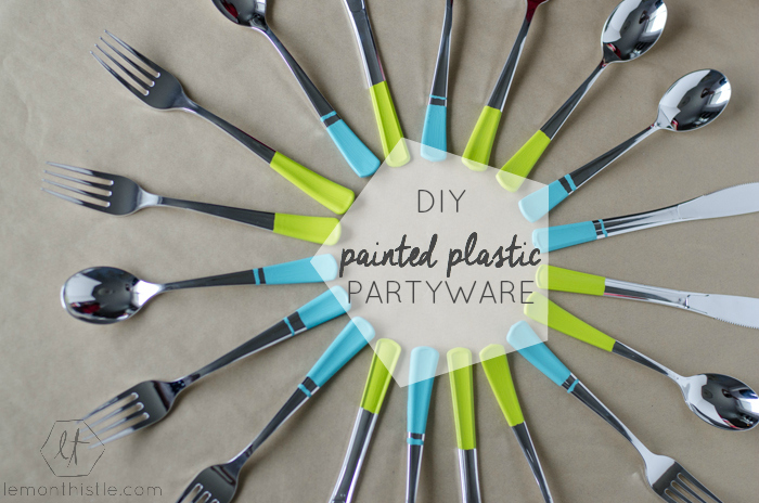 DIY Painted Plastic Party Cutlery! What a fun idea to add a punch of colour