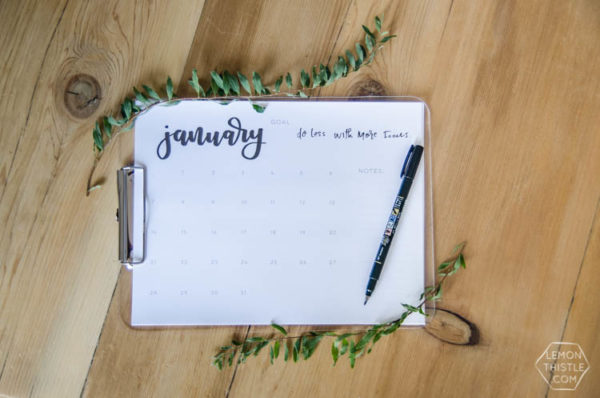 2018 Handlettered Calendars- Lemon Thistle.com