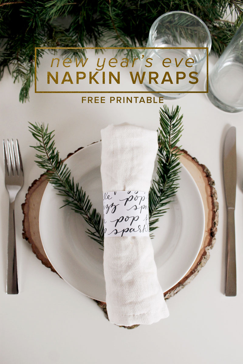 New Year's Eve Napkin Wraps - Free Printable