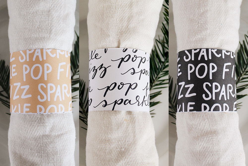 New Year's Eve Napkin Wraps - Free Printable