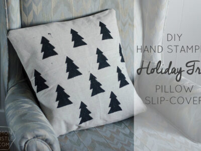 DIY Hand Stamped Holiday Tree Pillow Slip Cover (Scandi goodness!)