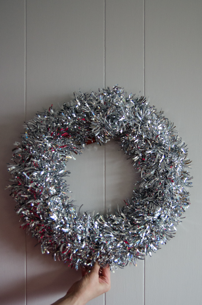 DIY Rustic Pinecone & Bauble Holiday Wreath for only a few dollars!