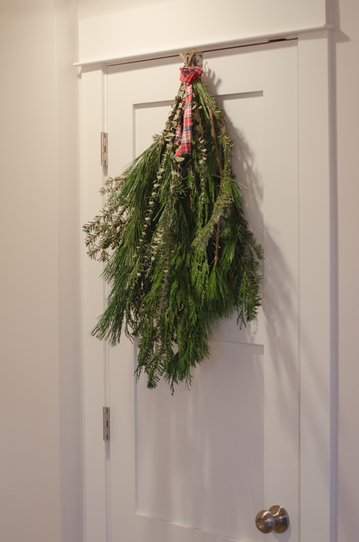 DIY Holiday Bough with fresh greens