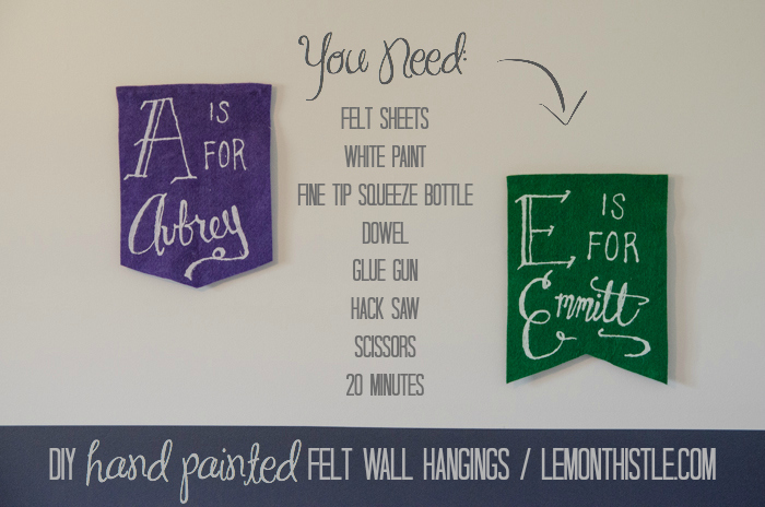DIY Hand Painted Wall Hangings from Felt- these are super cute for a nursery!