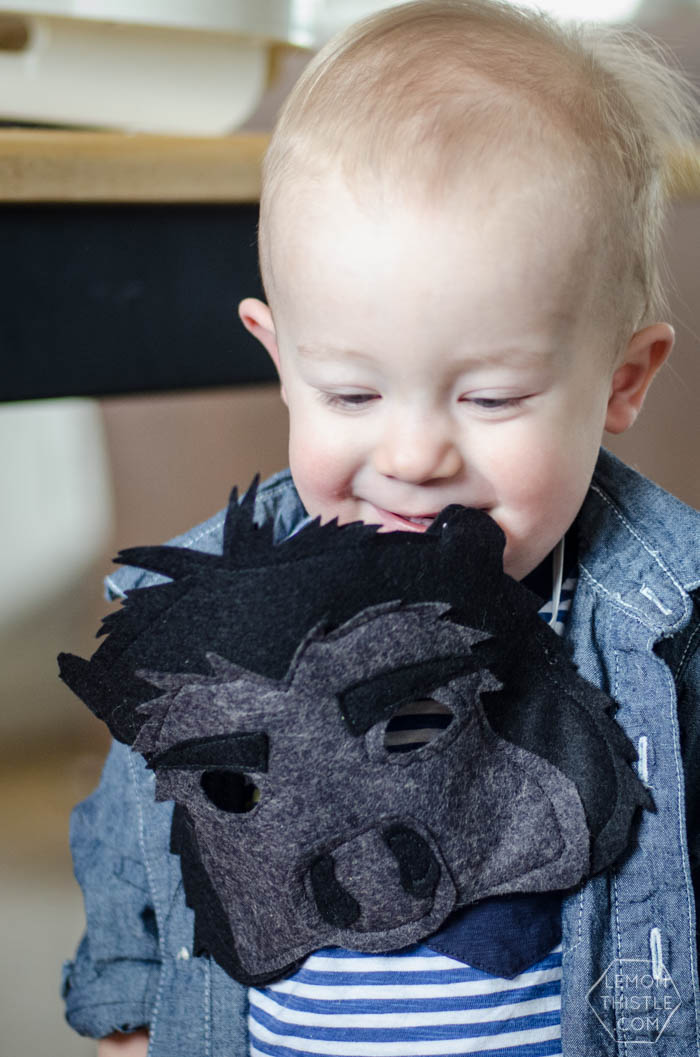 Gorilla felt mask in use