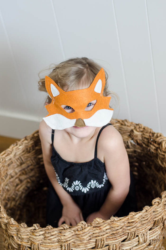 Fox felt mask on child