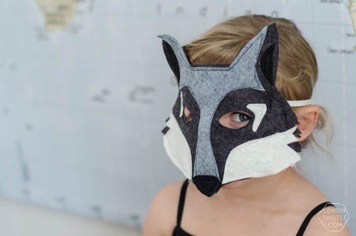 DIY Felt Mask- Wolf in use