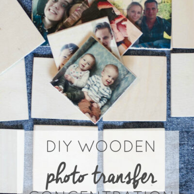 DIY Wooden Photo Transfer Memory Game- what a fun gift idea! I loved Concentration as a kid