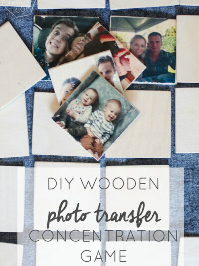 DIY Wooden Photo Transfer Memory Game- what a fun gift idea! I loved Concentration as a kid