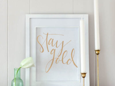 DIY Gold Foil Hand Lettered Wall Art- two free printables for you to foil over! These sayings are perfect for a classy saint patrick's day