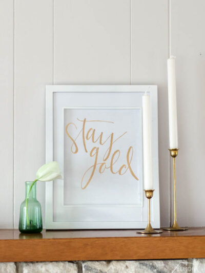 DIY Gold Foil Hand Lettered Wall Art- two free printables for you to foil over! These sayings are perfect for a classy saint patrick's day