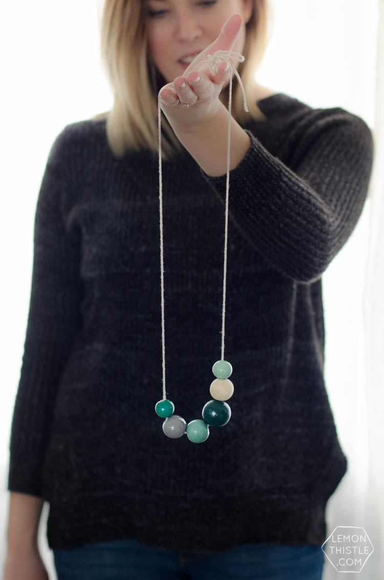 DIY Pinch Proof Wooden Bead Necklace- perfect for St Patrick's Day!
