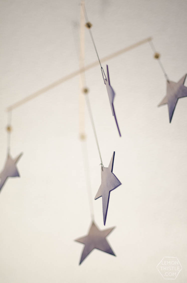 DIY Watercolor Wooden Stars Mobile for a Nursery- So Dreamy!