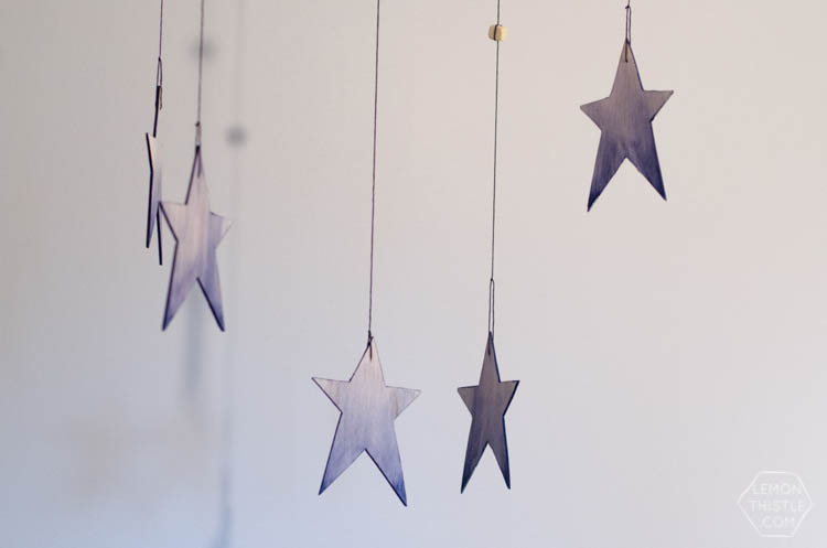 DIY Watercolor Wooden Stars Mobile for a Nursery- So Dreamy!
