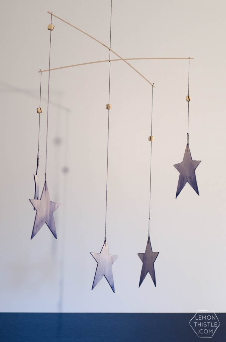 DIY Watercolor Wooden Stars Mobile for a Nursery- So Dreamy!