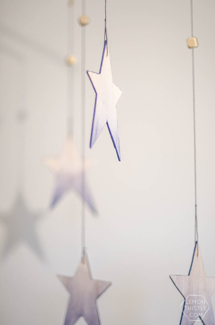DIY Watercolor Wooden Stars Mobile for a Nursery- So Dreamy!
