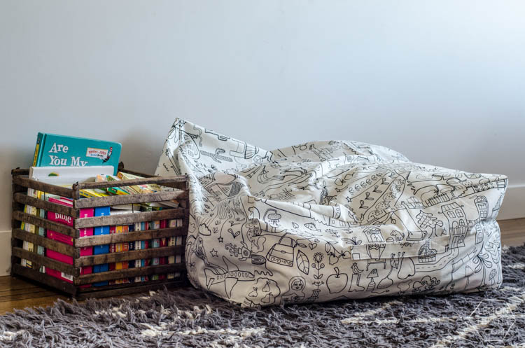 DIY Square Pouff with Sneaky Storage for Kids Plush Toys- what a great idea! Would work for extra pillows or blankets too