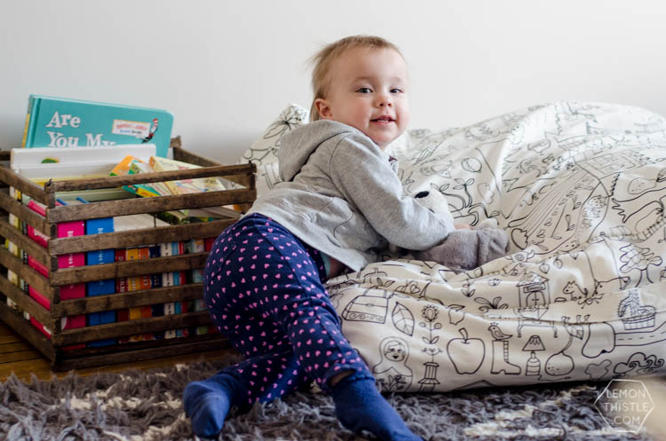 DIY Square Pouff with Sneaky Storage for Kids Plush Toys- what a great idea! Would work for extra pillows or blankets too