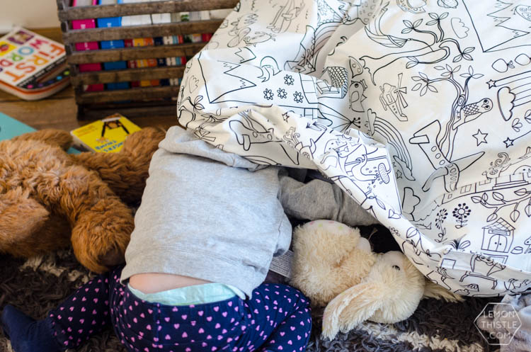 DIY Square Pouff with Sneaky Storage for Kids Plush Toys- what a great idea! Would work for extra pillows or blankets too