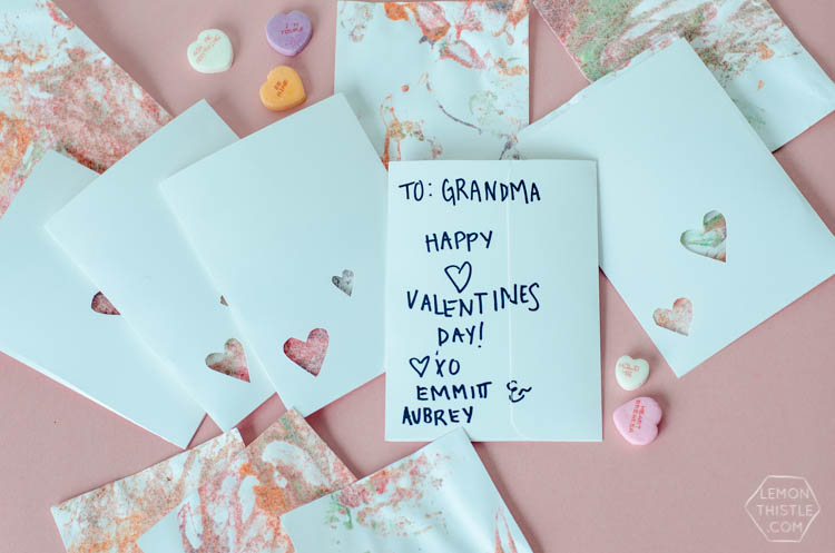 DIY Finger Painted Envelope Valentines- perfect for grandparents!