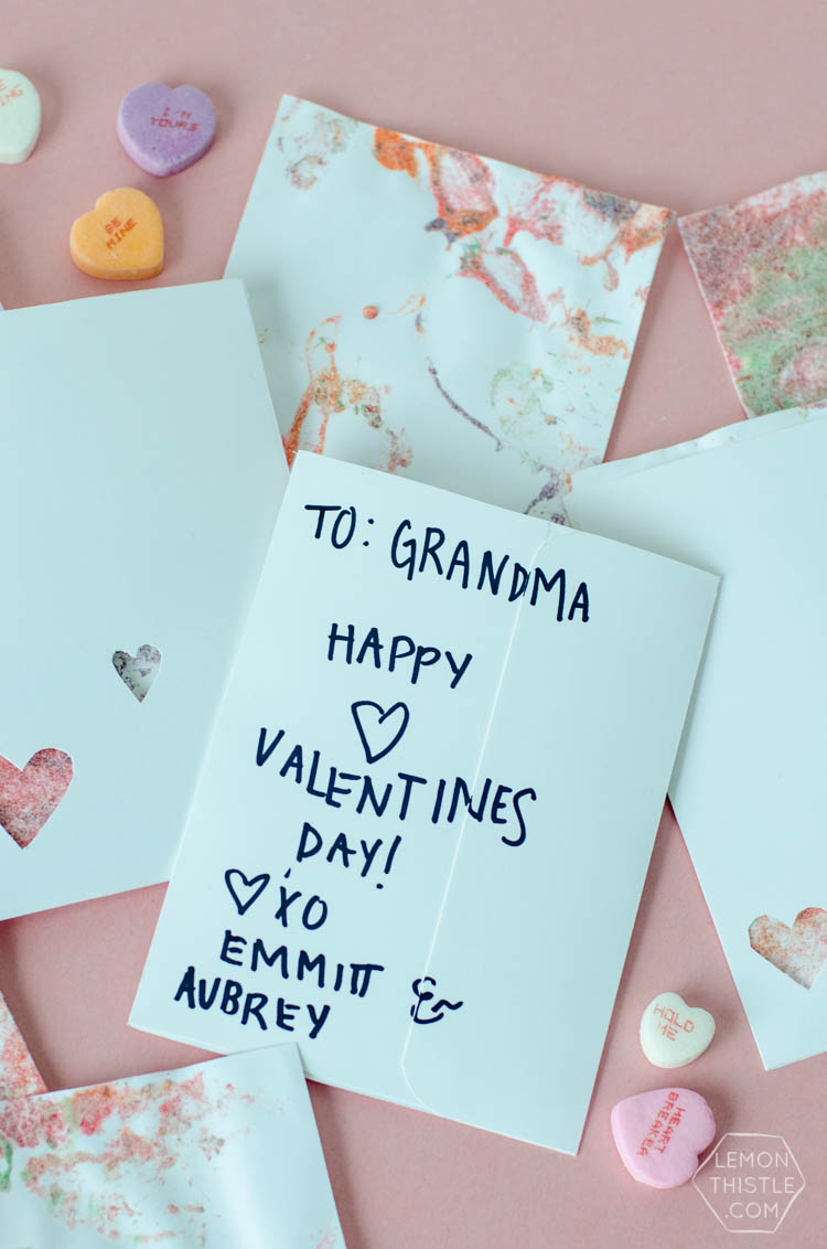 DIY Finger Painted Envelope Valentines- perfect for grandparents!