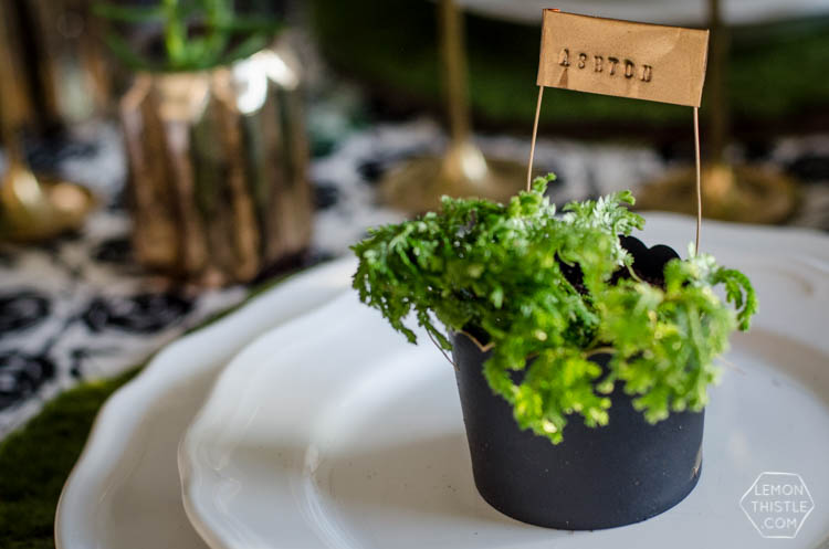 DIY hand stamped Gold Place Markers for a classy Saint Patrick's Day Party... I love these!