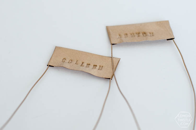 DIY hand stamped Gold Place Markers for a classy Saint Patrick's Day Party... I love these!