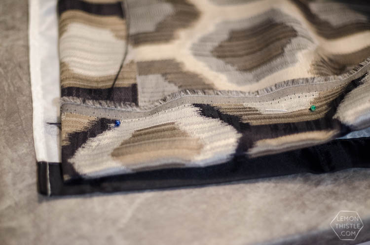 DIY Extra Long Custom Design Shower Curtain- I love how high end this looks!
