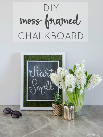 DIY Moss Framed Chalkboard- such a cool idea!