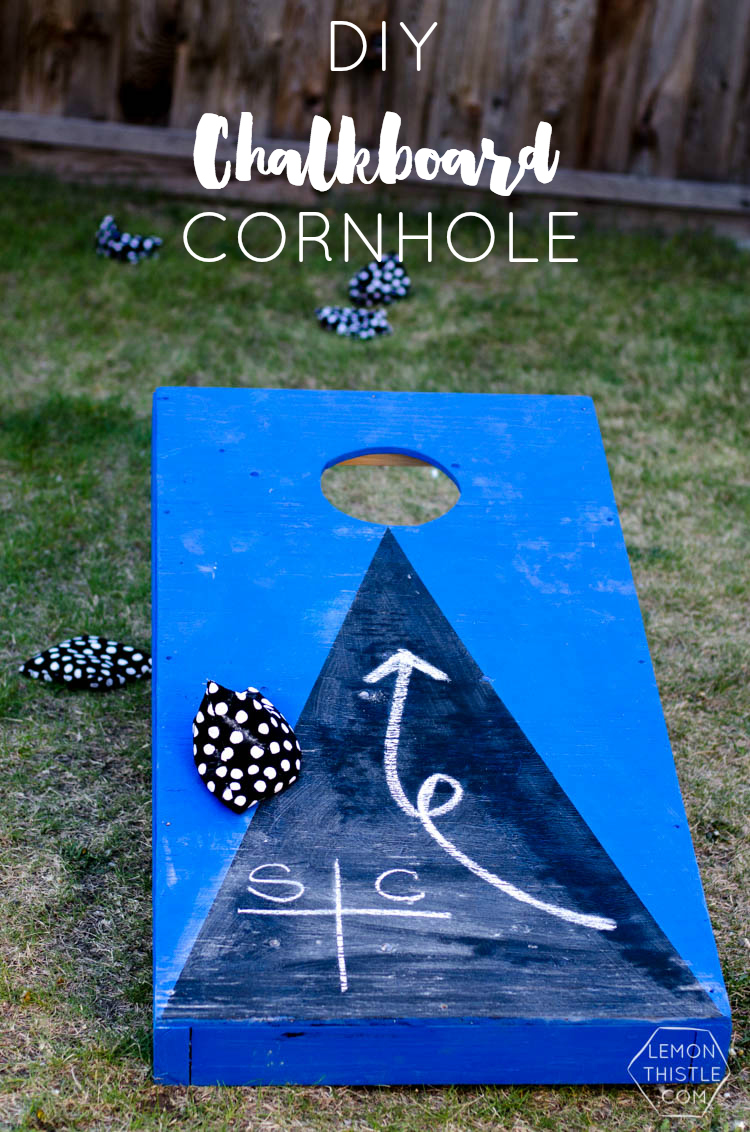 DIY Yard Games- I love the idea of having dominoes in my backyard-and this chalkboard cornhole is pretty awesome too!