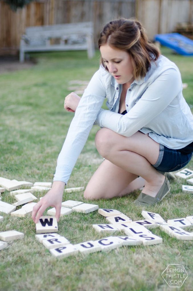 DIY Yard Games- I love this! I've seen Jenga but it's so much fun to have options... like yahtzee! Or this speed scrabble