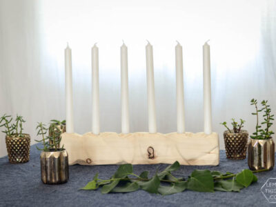 DIY Geometric Candle Holder out of Raw Wood- I love how simple this is!